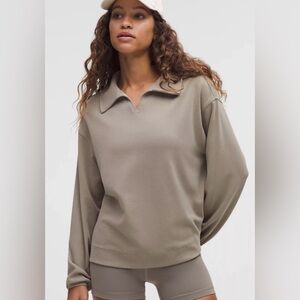 NWOT LULULEMON Softstreme Pique Oversized Long-Sleeve Polo Shirt, Size Medium